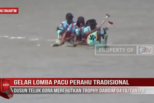 GELAR LOMBA PACU PERAHU TRADISIONAL DUSUN TELUK GORA MEREBUTKAN TROPHY DANDIM 0419/TANJAB